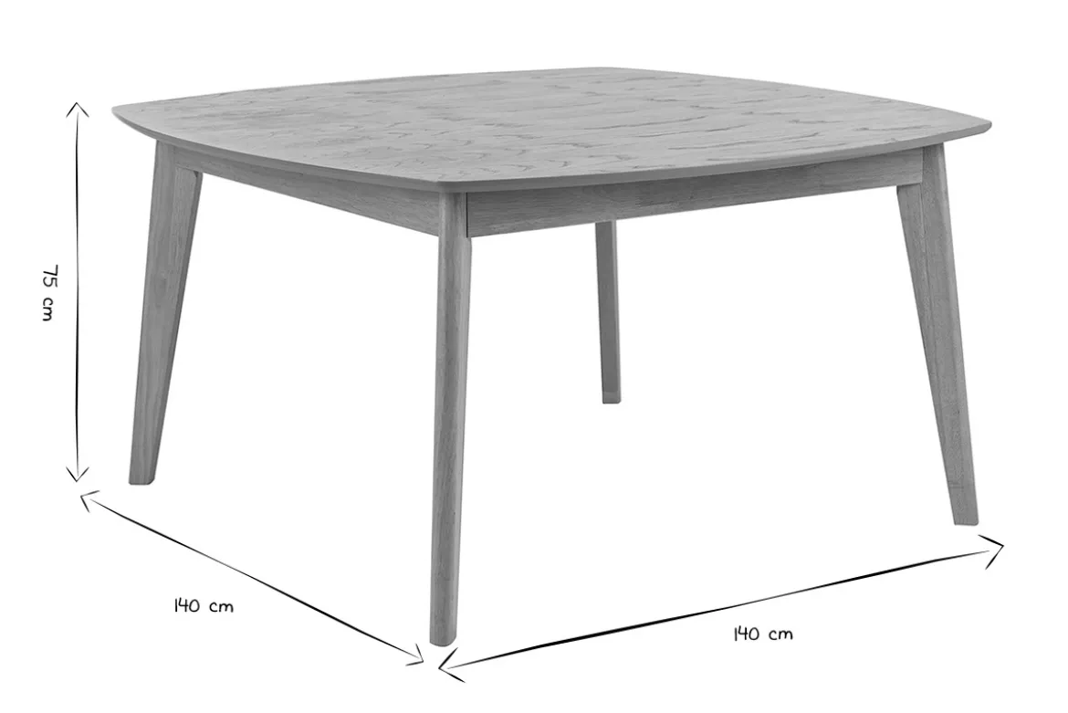 Table à manger carrée scandinave bois clair chêne L140 cm LEENA