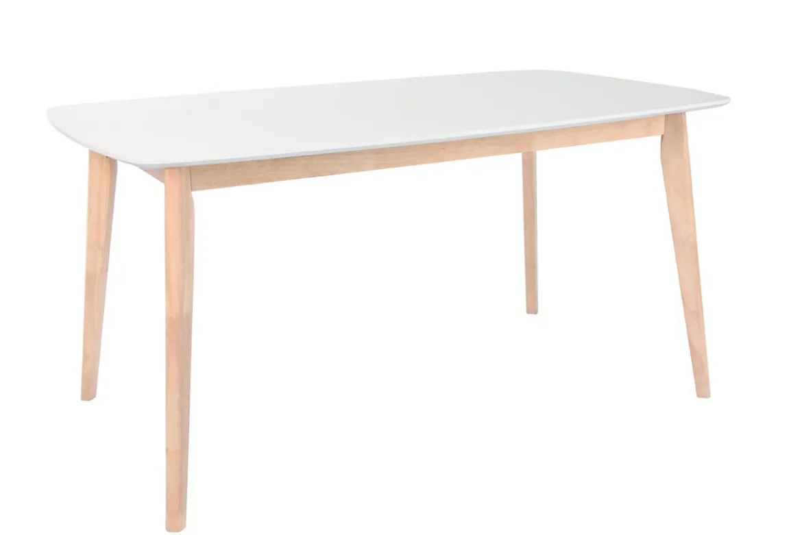 Table à manger design blanc et bois clair L120 cm LEENA