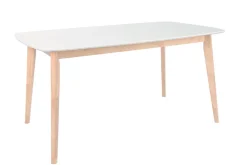Table à manger design blanc et bois clair L120 cm LEENA