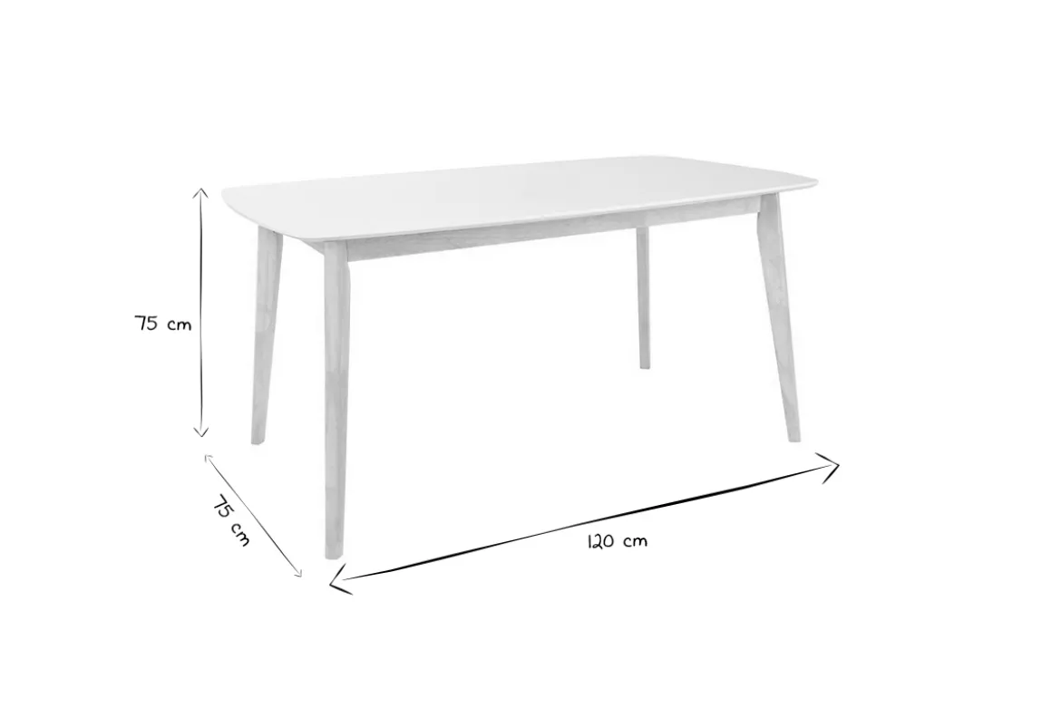 Table à manger design blanc et bois clair L120 cm LEENA