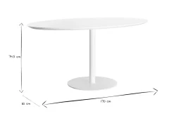 Table à manger design blanche ovale L170 cm HALIA