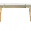 Table à manger design en verre transparent et bois clair L160 cm BACCO