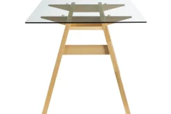 Table à manger design en verre transparent et bois clair L160 cm BACCO