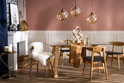 Table à manger design en verre transparent et bois clair L160 cm BACCO