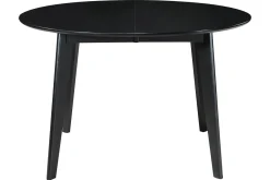 Table à manger design extensible ronde noire L120-150 cm LEENA