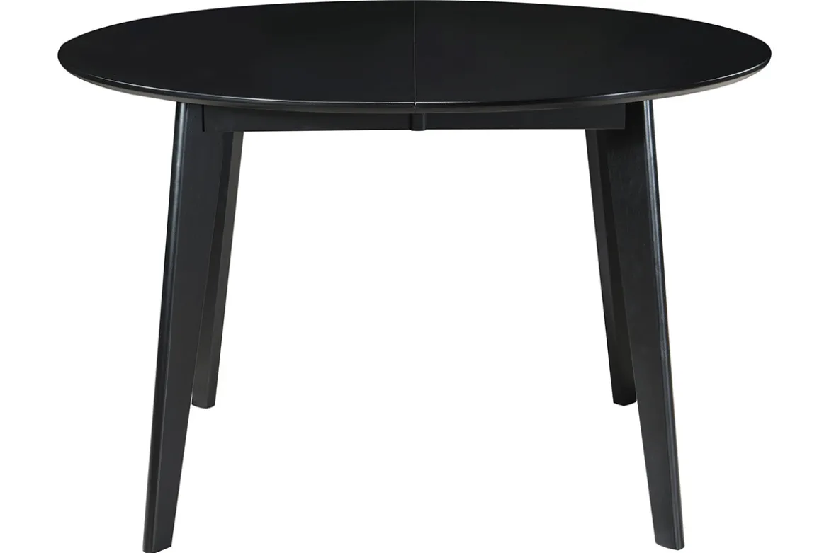 Table à manger design extensible ronde noire L120-150 cm LEENA
