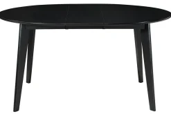 Table à manger design extensible ronde noire L120-150 cm LEENA