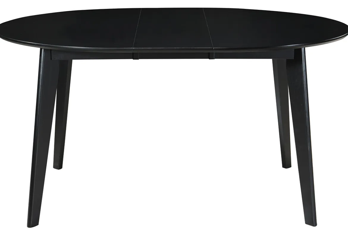 Table à manger design extensible ronde noire L120-150 cm LEENA