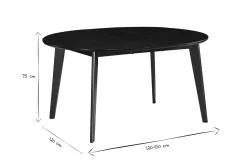 Table à manger design extensible ronde noire L120-150 cm LEENA