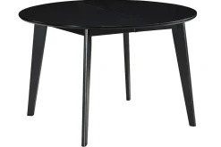 Table à manger design extensible ronde noire L120-150 cm LEENA