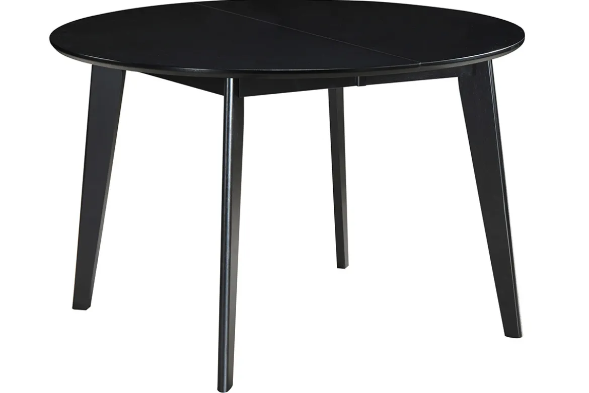 Table à manger design extensible ronde noire L120-150 cm LEENA