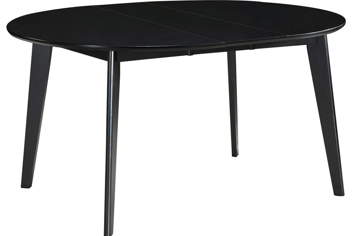 Table à manger design extensible ronde noire L120-150 cm LEENA