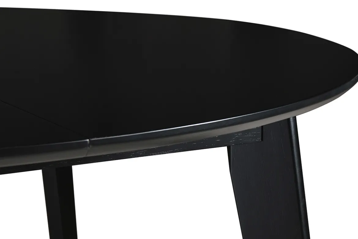 Table à manger design extensible ronde noire L120-150 cm LEENA