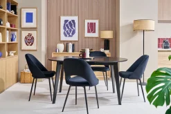 Table à manger design extensible ronde noire L120-150 cm LEENA
