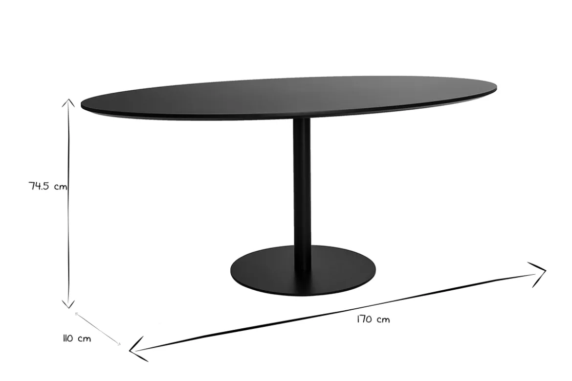 Table à manger design noire ovale L170 cm HALIA