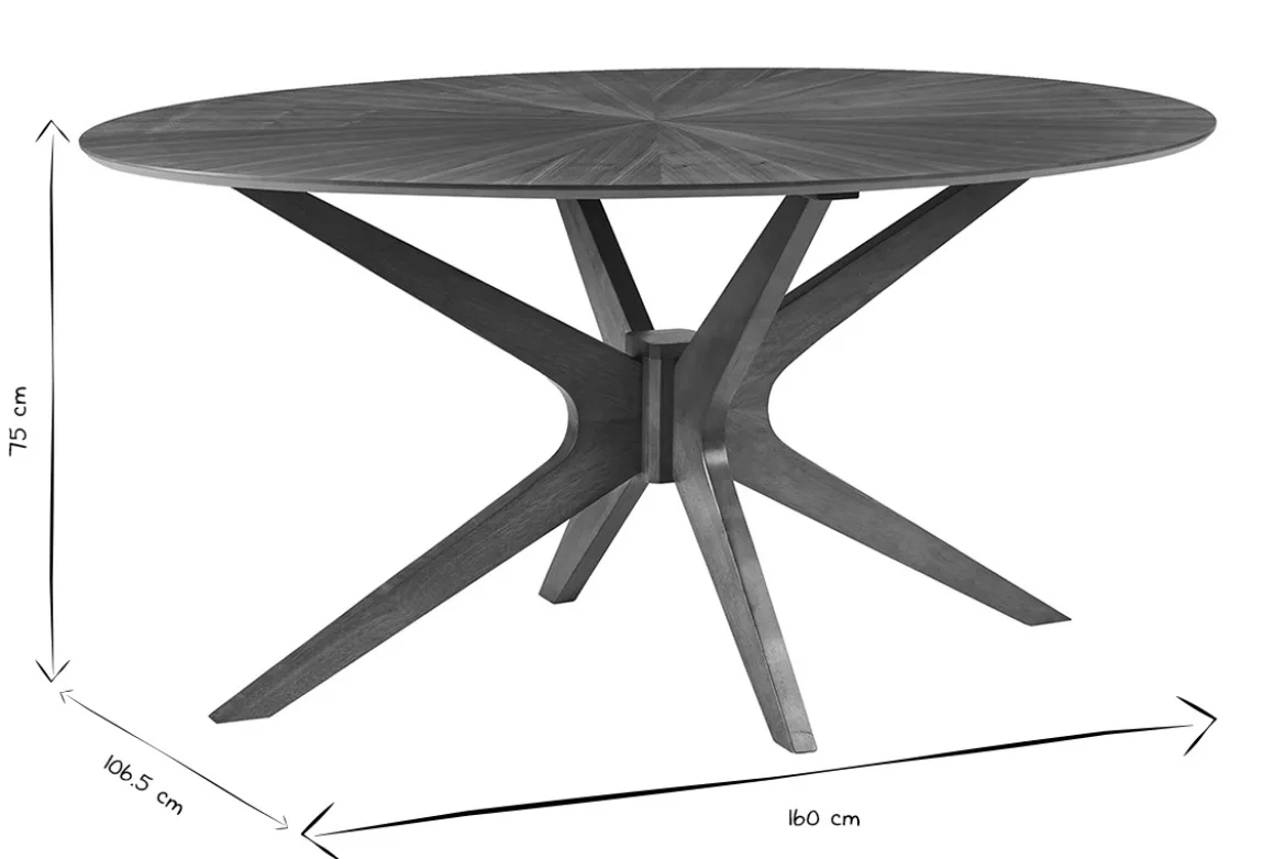 Table à manger design ovale noyer L160 cm DIELLI