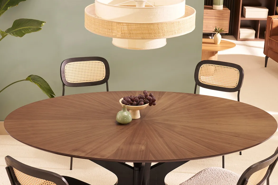 Table à manger design ovale noyer L160 cm DIELLI