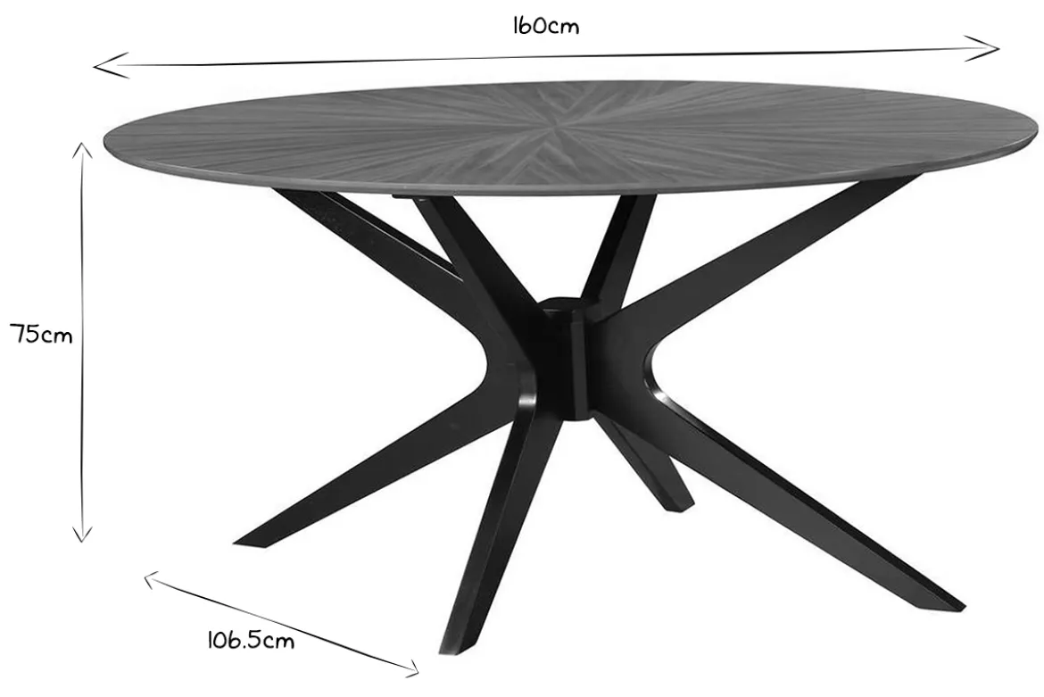 Table à manger design ovale noyer L160 cm DIELLI