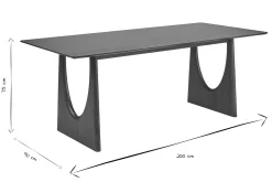 Table à manger design rectangulaire en bois foncé noyer L200 cm KUALA