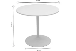 Table à manger design ronde blanche D90 cm CALISTA