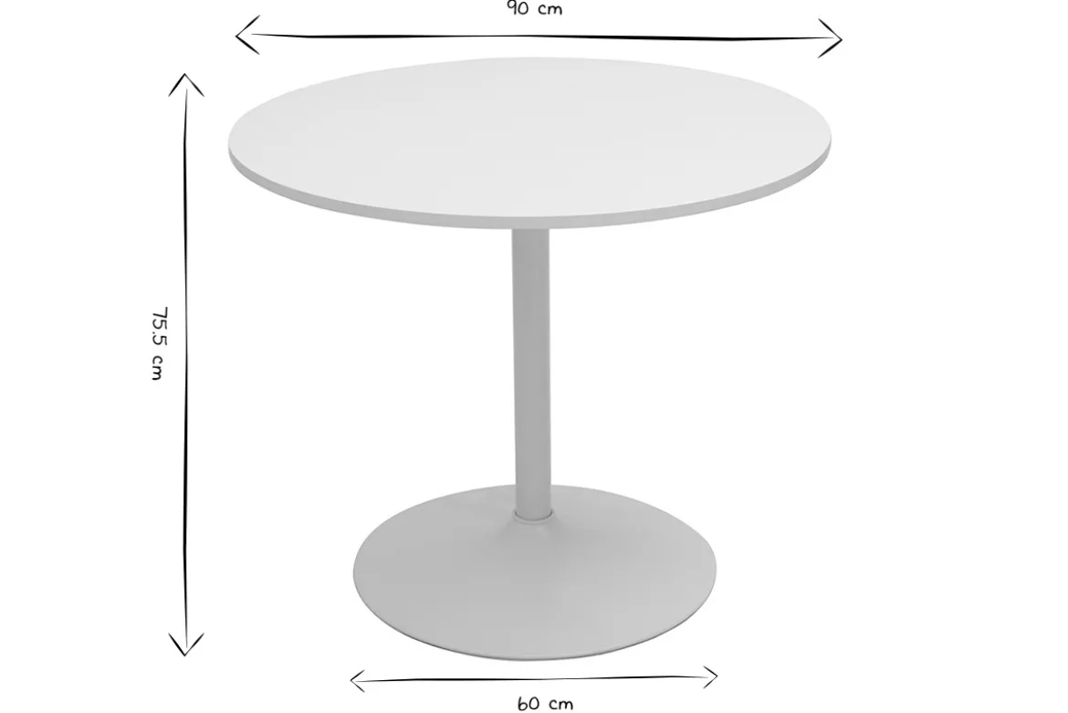 Table à manger design ronde blanche D90 cm CALISTA