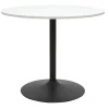 Table à manger design ronde blanche et métal noir D90 cm CALISTA