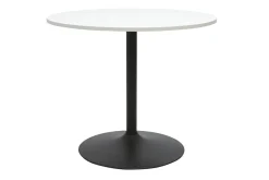 Table à manger design ronde blanche et métal noir D90 cm CALISTA