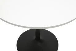 Table à manger design ronde blanche et métal noir D90 cm CALISTA
