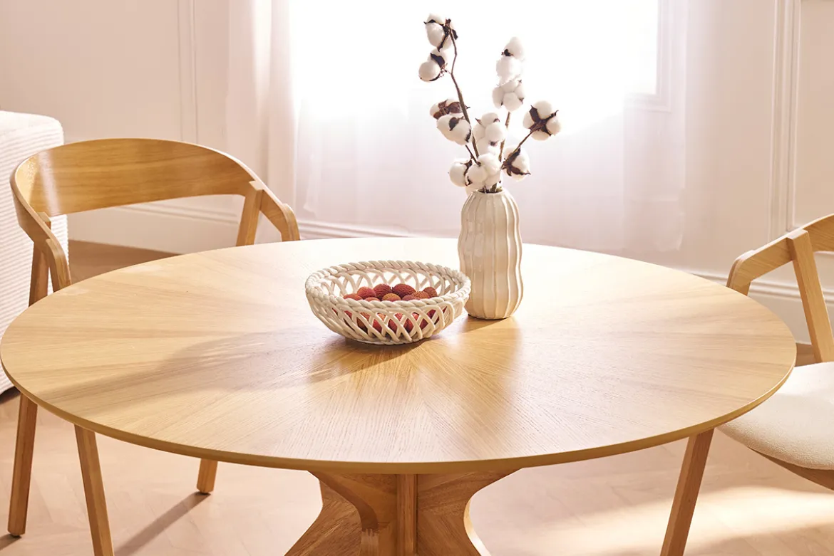 Table à manger design ronde chêne D120 cm DIELLI