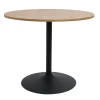 Table à manger design ronde en bois clair chêne et métal noir D90 cm CALISTA