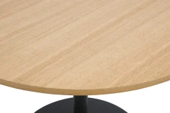 Table à manger design ronde en bois clair chêne et métal noir D90 cm CALISTA