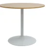 Table à manger design ronde en bois clair chêne et métal blanc D90 cm CALISTA
