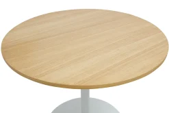Table à manger design ronde en bois clair chêne et métal blanc D90 cm CALISTA