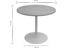 Table à manger design ronde en bois clair chêne et métal blanc D90 cm CALISTA