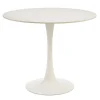 Table à manger design ronde en céramique blanche et métal D90 cm MALOU