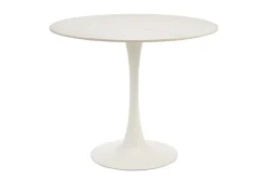 Table à manger design ronde en céramique blanche et métal D90 cm MALOU