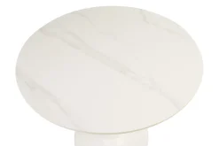 Table à manger design ronde en céramique blanche et métal D90 cm MALOU