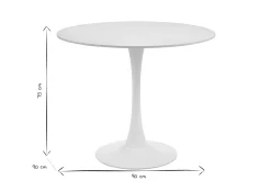 Table à manger design ronde en céramique blanche et métal D90 cm MALOU