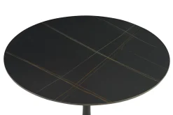 Table à manger design ronde en céramique noire et métal D90 cm MALOU