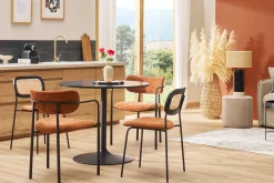 Table à manger design ronde noire D90 cm CALISTA