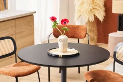 Table à manger design ronde noire D90 cm CALISTA