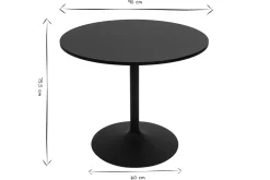 Table à manger design ronde noire D90 cm CALISTA