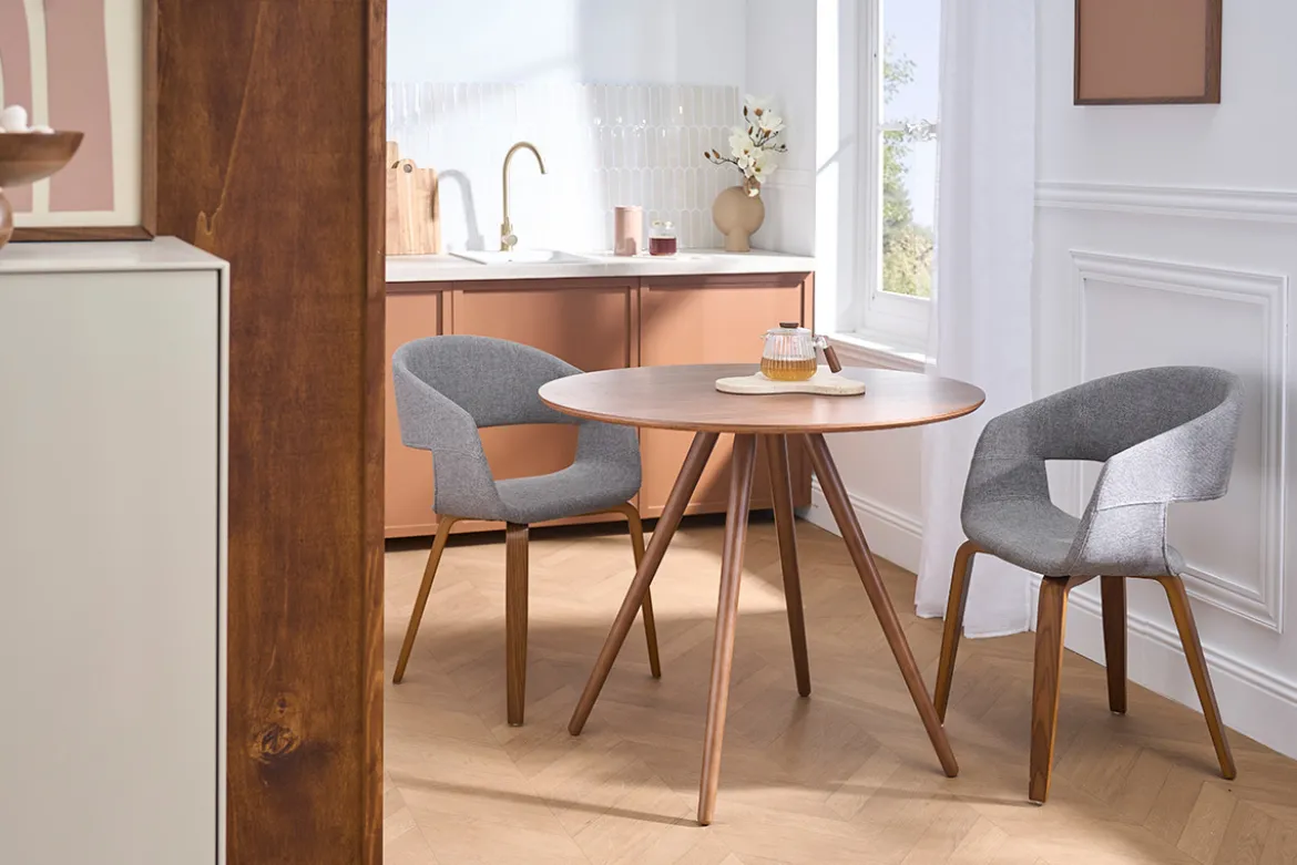 Table à manger design ronde noyer D90 ARTIK