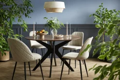 Table à manger design ronde noyer D120 cm DIELLI