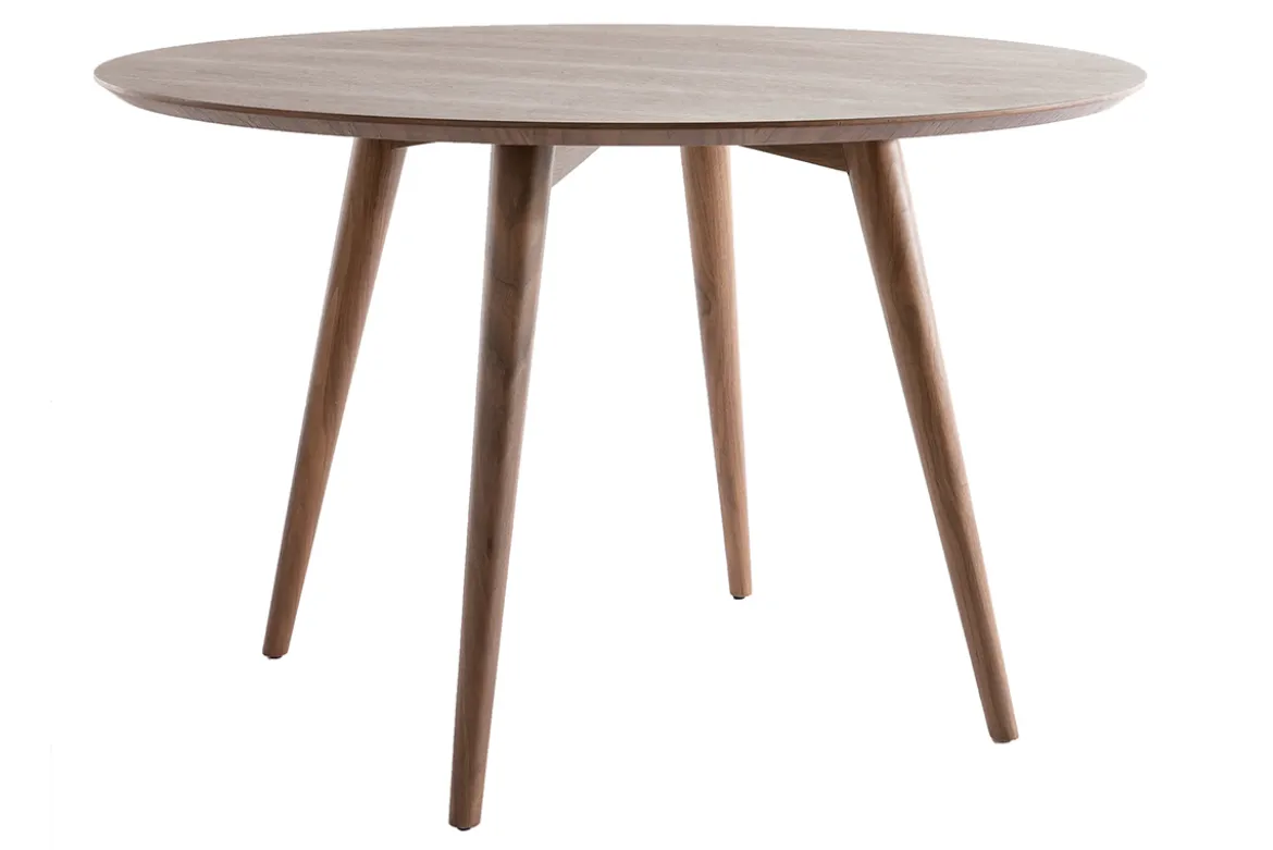 Table à manger design ronde noyer D120 cm LIVIA