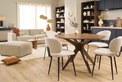Table à manger design ronde noyer D120 cm DIELLI