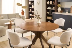 Table à manger design ronde noyer D120 cm DIELLI