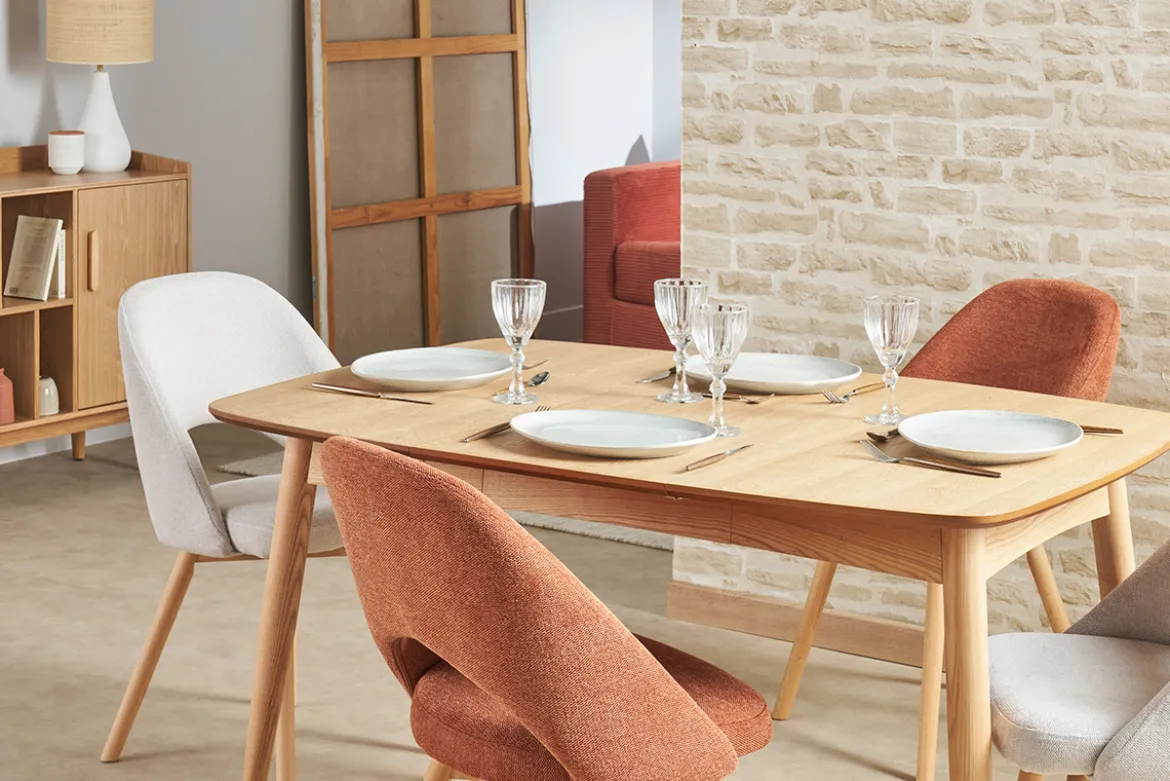 Table à manger extensible carrée en bois clair L90-130 cm NORDECO