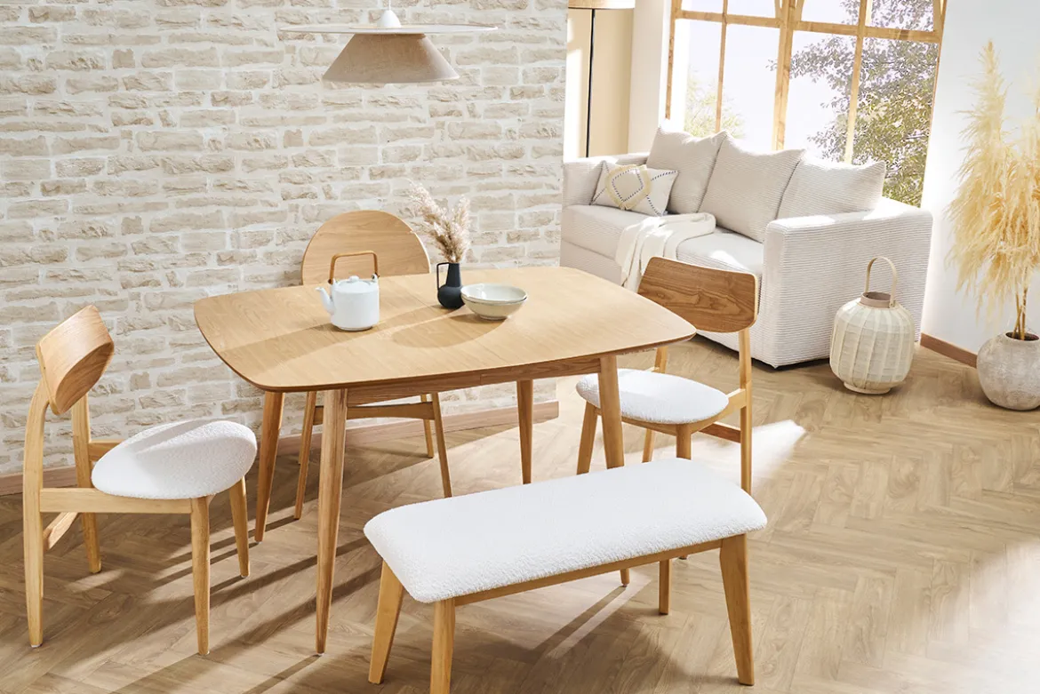 Table à manger extensible carrée en bois clair L90-130 cm NORDECO