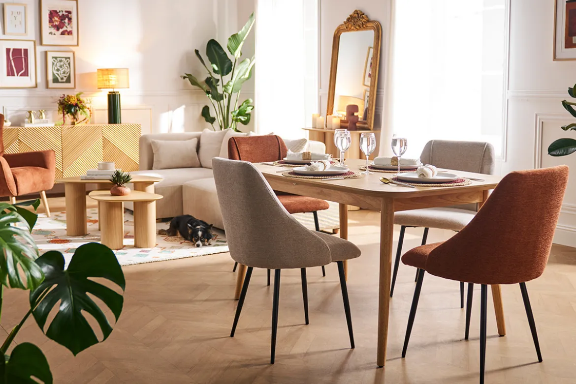 Table à manger extensible carrée en bois clair L90-130 cm NORDECO